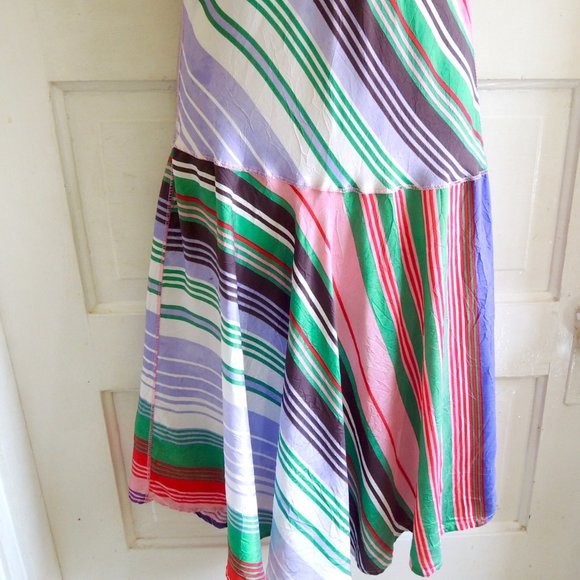 Cori Pink & Green Candy Stripe Dress M - Picture 6 of 12